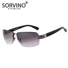 SORVINO Luxury Rimless Rectangle Sunglasses Men Designer 90s Flat Top Crystal Green Brown Tint Rave Sun Glasses Shades SP62