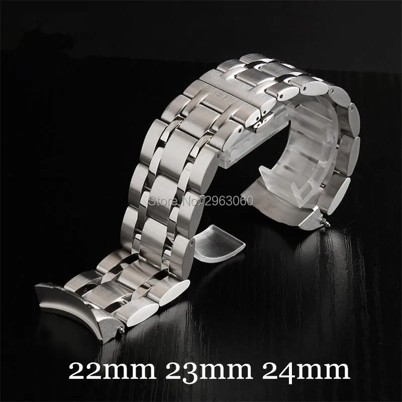 

Top quality 316L Stainless Steel Curved End Watchband Silver Solid Band for T-CLASSIC1853 T035 Watch 22 23mm 24mm Free Shipping