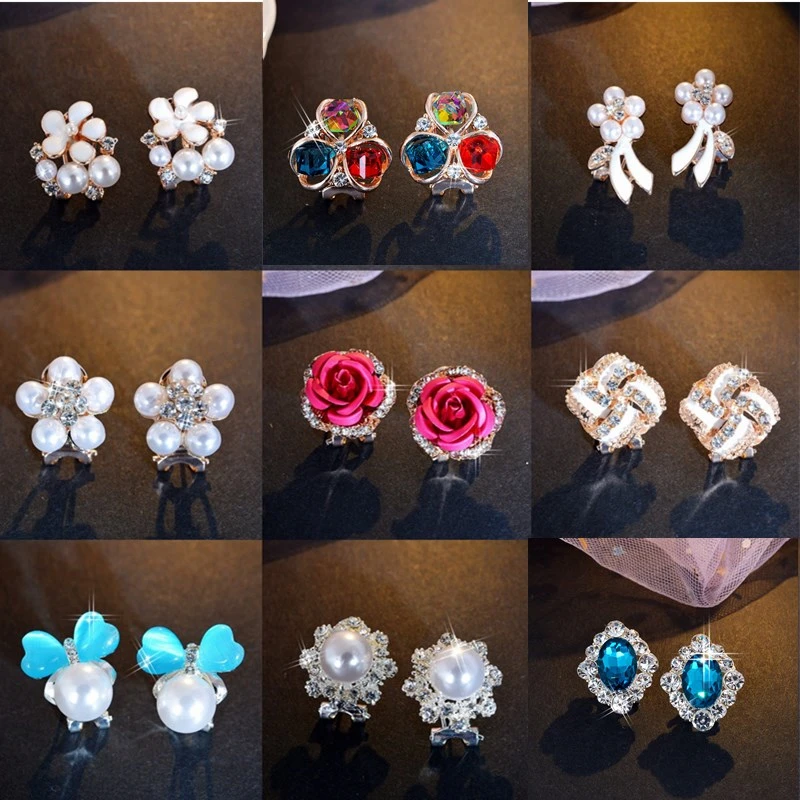 

Mixed Design 12 Pairs Earrings for Women Korean Sweet Flower Pearl Crystal Brinco Stud Earrings Wholesale Jewelry Gift for Girls