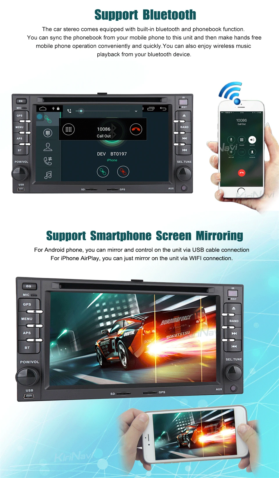 Best KiriNavi Octa core 4G LET android 7 2 din car radio for Kia Sportage Spectra Sorento Rondo Magentis stereo support 4K Video 4G 5