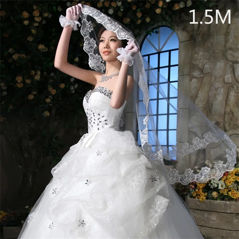 Новая свадебная фата с белая Фата романтичное платье принцессы Свадебные аксессуары 1,5 м/2 м/3 м/5 м цвета: белый/слоновая кость/Элегантные красные свадебные вуали