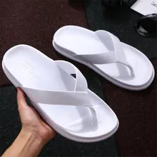 Top. Damet/мужские шлепанцы модные летние однотонные уличные мягкие сандалии обувь на низком каблуке повседневные Нескользящие пляжные вьетнамки для мужчин