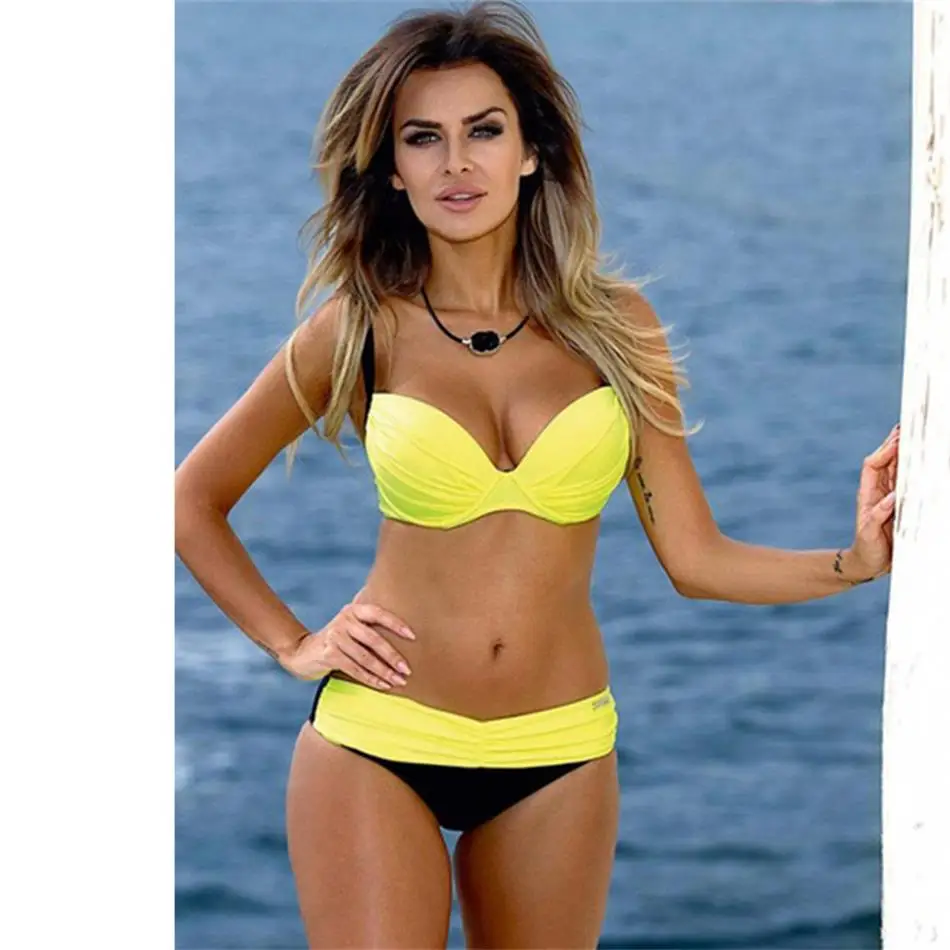 Sexy Bikinis Women Swimsuit 2018 Summer Low Waisted Bathing Suits Halter Top Push Up Bikini Set Plus Size Swimwear XXL