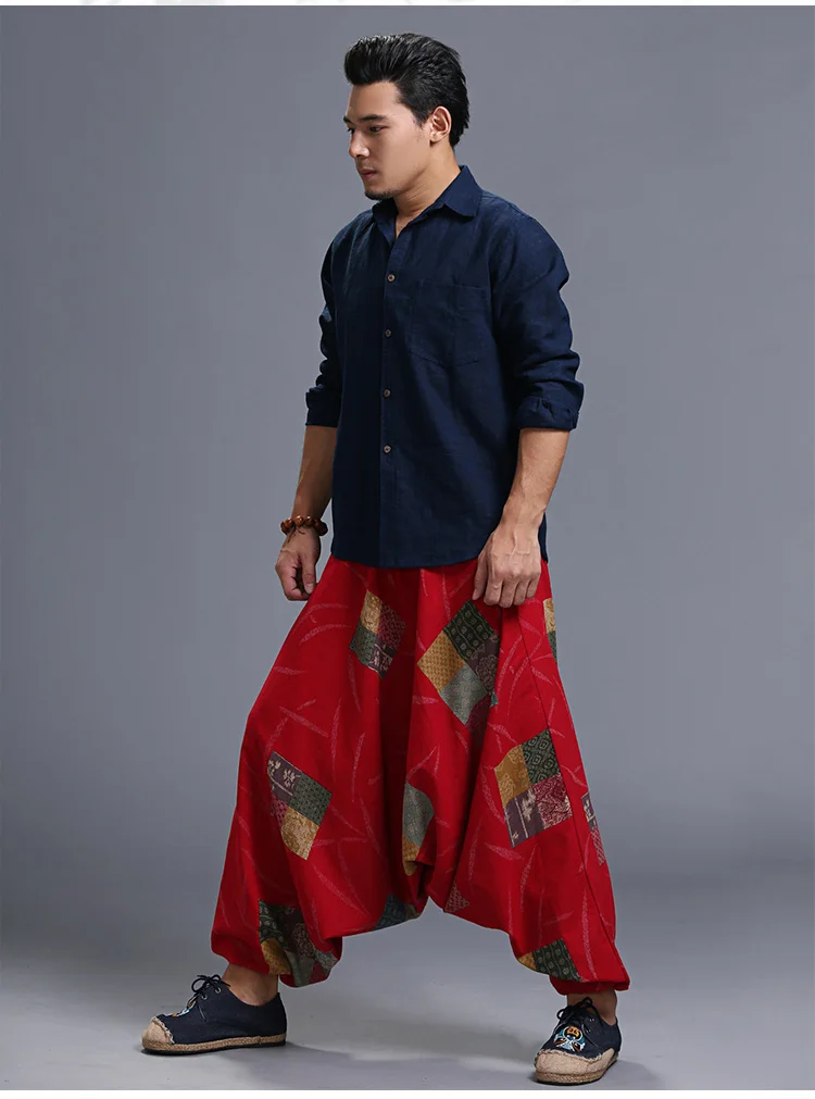 Непальский стиль брюки мужские длинные брюки хлопок промежность брюки для мужчин крест брюки джоггеры этнические низ Pantalon Homme Broek Mannen