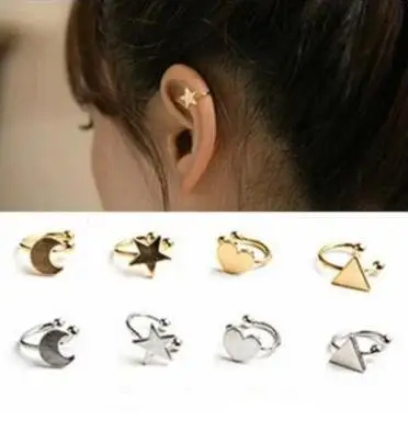 

ED 0631 2018 Korean version of the new pearl moon triangle triangle ear clip simple left ear single best-selling non-pierced jew