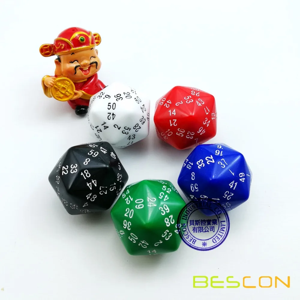 Bescon 60 Side Dice Set, 12pcs Polyhedral Dice Set D3-D60, D3 D4 D6 D8 D10 D% D12 D20 D24 D30 D50 D60 RPG Set in White