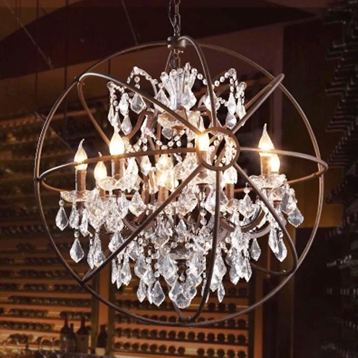 Орбитальная хрустальная люстра, американская Ретро хрустальная люстра для помещений, гостиной, подвесной светильник, роскошная домашняя декоративная лампа