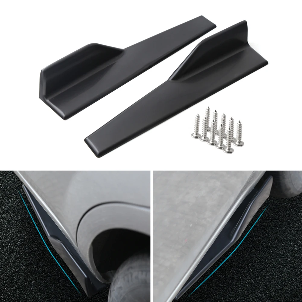 

Hot 2Pcs Universal Fit Black Side Skirt Rocker Splitters Winglet Wings for Cars JLD