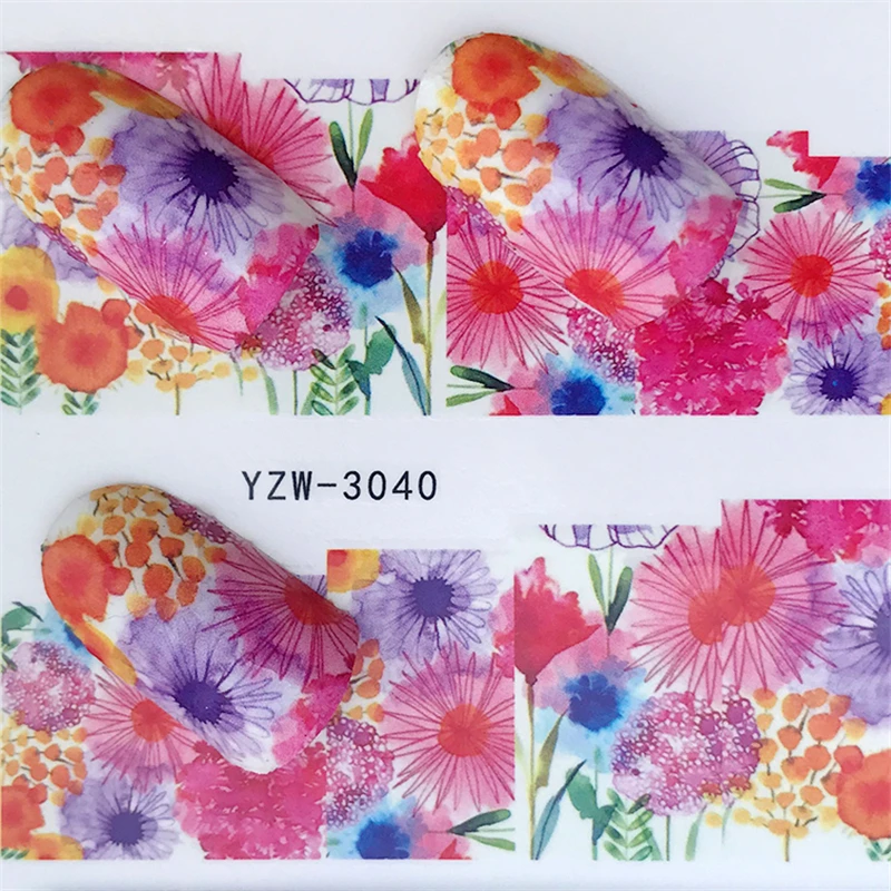 

YWK Fashion Rose Flower Nail Art Water Transfer Stickers Decals Tip Decoration DIY for Nails Accessories