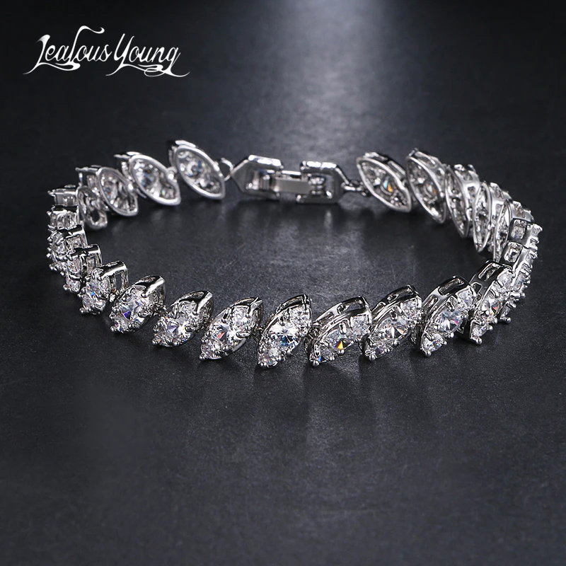 

Brand Fashion AAA Cubic Zirconia Bracelets for Women Elegance Silver Color Geometric Charm Bracelet Wedding Party Birthday Gift