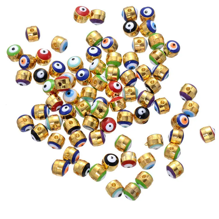 

Spacer Beads Round Enamel Dark blue Light Golden Evil Eye Pattern About 5mm Dia,Hole:Approx 1.5mm,50 PCs