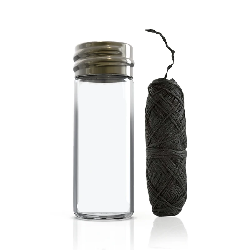 Organic Bamboo Fibre with Activated Charcoal Floss Zero waste Glass Jar natural silk spools bamboo dental floss