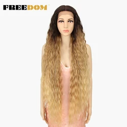 Libertad Pelucas Delanteras de Encaje Sintético 40 Pulgadas Super Larga Profunda Ola Natural Ombre Rubio 613 Color Pelucas de Pelo para las Mujeres Negras de la Moda Libertad Pelucas Delanteras de Encaje Sintético 40 Pulgadas Super Larga Profunda Ola Natural Ombre Rubio 613 Color Pelucas de Pelo para las Mujeres Negras de la Moda