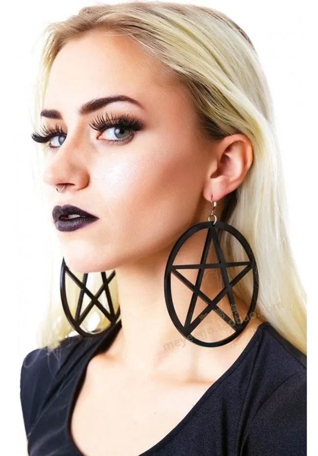 Free-Shipping-big-size-6cm-Allied-express-black-david-star-big-acrylic-drop-earrings-for-women