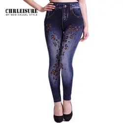 CHRLEISURE/женские леггинсы с леопардовым рисунком, эластичные джинсы с имитацией узора, узкие джинсовые штаны, брюки, мягкие хлопковые леггинсы