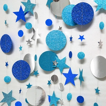 

4M Paper Garland Star Heart Circle Chains Banner DIY Curtain for Birthday Party Kids Room Decoration Christmas Hanging Ornaments