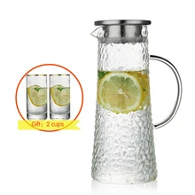 Стеклянный кувшин, бутылка для холодной воды, молоток, стеклянная бутылка с ручкой, высокая термостойкость для чая, фруктового сока 1400 мл