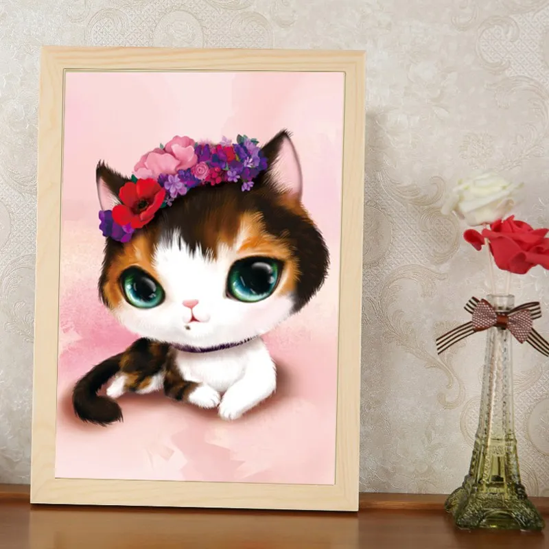 

5D DIY Diamond Embroidery Mosaic Bedroom Cartoon Animals Cat Point Diamond Paste Painting Cross Stitch 2017
