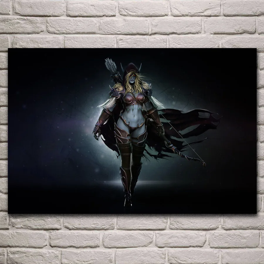 Wow art silvana sylvanas game girl украшение для гостиной домашний декор стен деревянная рамка