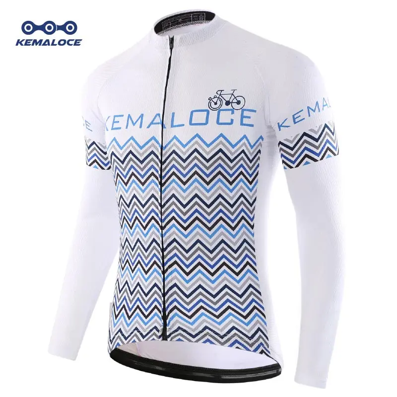 thumbnail image 1 of Venta al por mayor de KEMALOCE, camiseta de ciclismo 100 % poliéster para hombre, camiseta de secado rápido para bicicleta, ropa de ciclismo de carretera de manga larga para primavera, camiseta de bic, 1 of 5