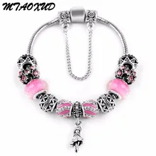 Европа различных стилей Модные украшения Корона Шарм Браслеты фиолетовый Стекло Европейский Бусины Подходит бисера Браслеты для wo