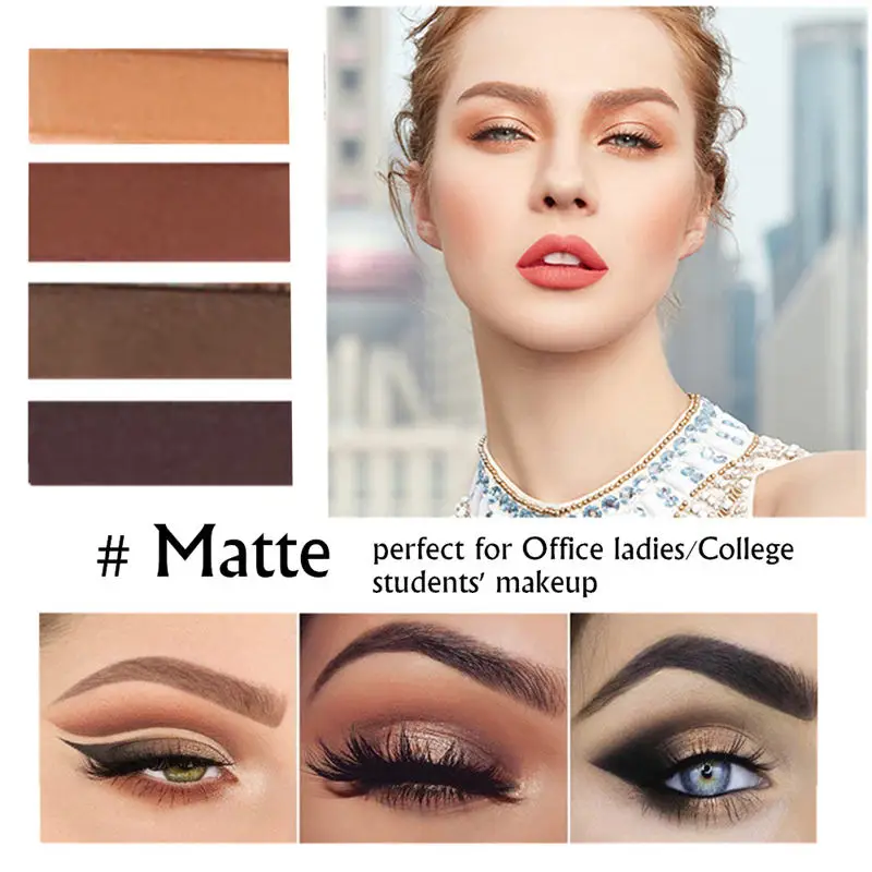 

12 Matte Eyeshadow Palette Nudes Warm Natural Bronze Neutral Smoky Eye Shadow with Mirror Double Ended Applicator and Blender