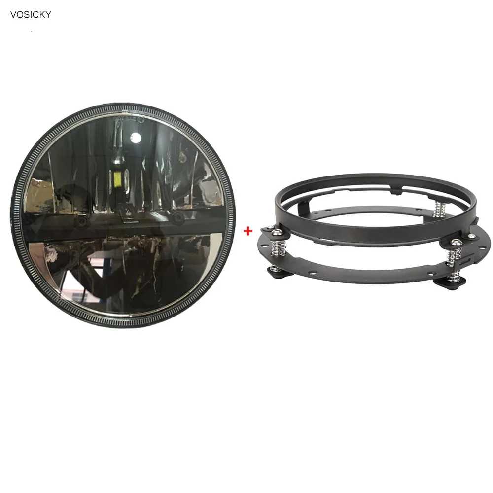 

7 inch Led Headlights Black Motorcycle For Road King With 7" Round Mounting Bracket support