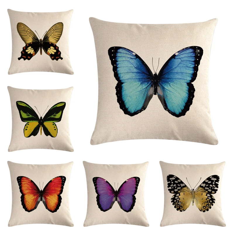 Comwarm Romantic Beautiful Pillow Cover Butterflies Polyester Cushion for Sofa Seating Living Room Home Decor Case | Дом и сад