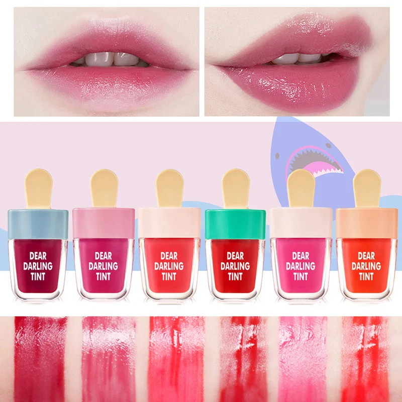

Hot 6 Colors Cute Ice Cream Lip Gloss Waterproof Long Lasting Makeup Liquid Lipstick Sweet Red Lip Easy To Wear Lip Gloss TSLM1