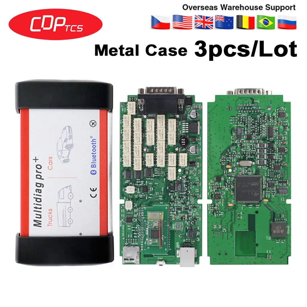 3 шт./лот Multidiag pro + металлический корпус CDP TCS bluetooth одна зеленая печатная плата 2016 00