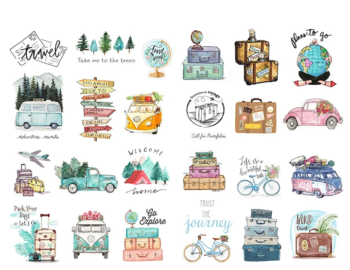 24pc tree bus plants travel stickers junk journal diary planner stickers scrapbooking decorative vintage sticker diy craft photo stickers aliexpress