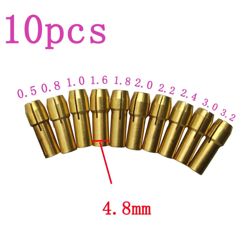 

10pcs Electric Grinder Mini Copper Chuck Reed 0.5 mm -3.2 mm Rotary Drill Lock Nut --M25