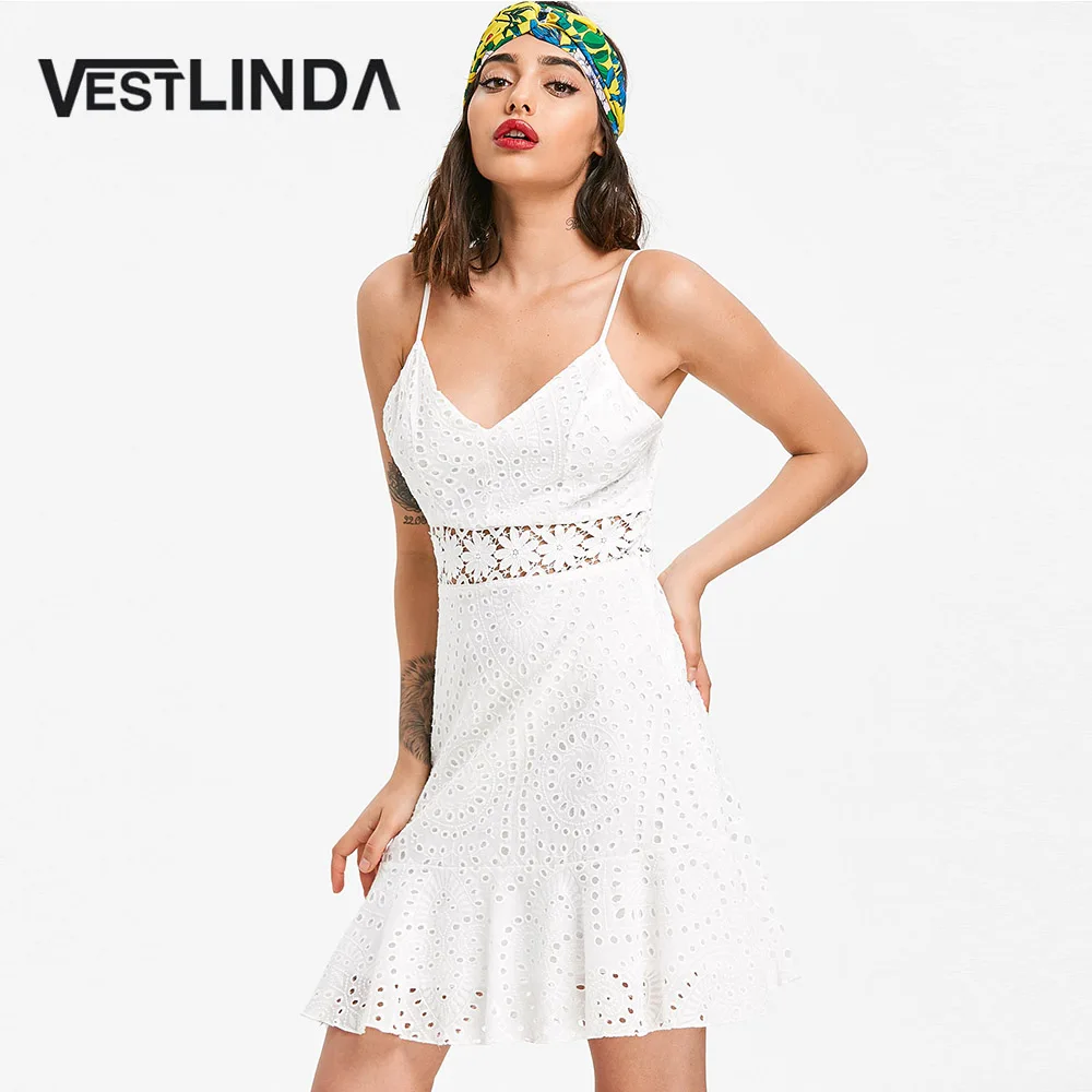 White Mini Summer Dress with Cami Strap White Mini Summer Dress with Cami Strap