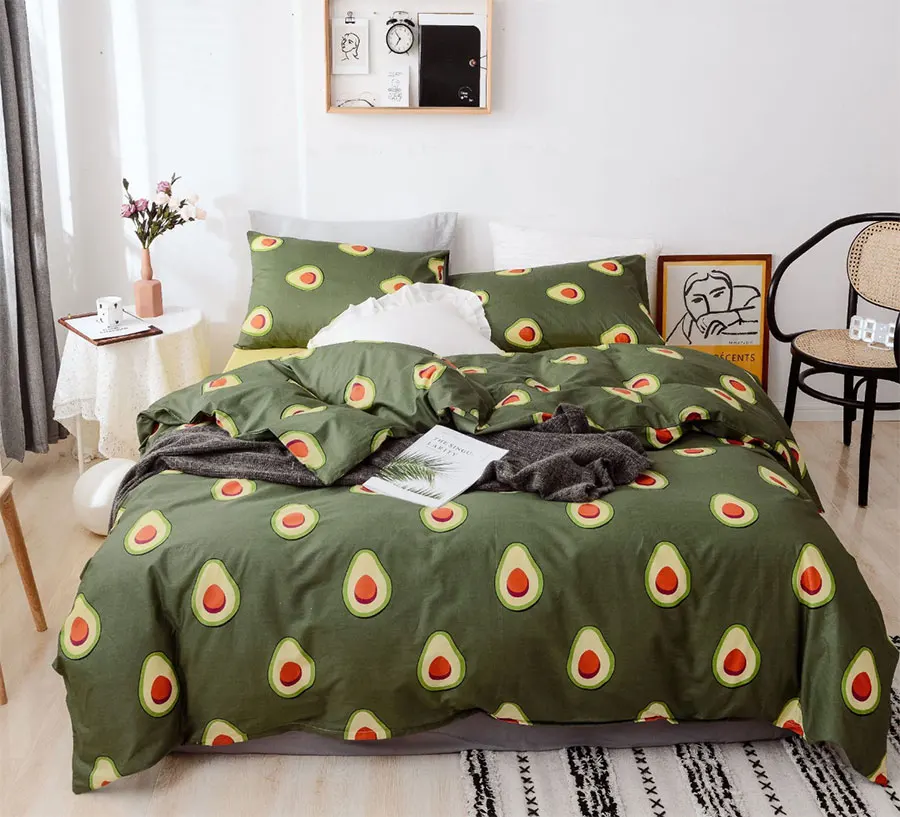 

cute avocado bedding set teen kid,twin full queen cotton cartoon single double home textile bed sheet pillow case duvet cover