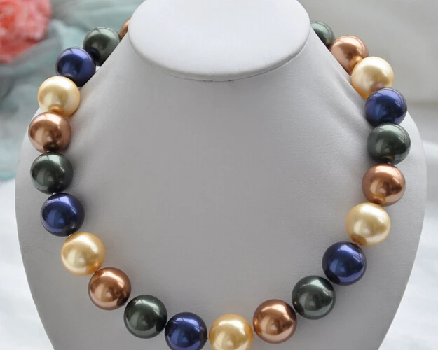 

FREE SHIPPING>>>@@ > N28067 golden coffee blue black SOUTH SEA SHELL PEARL NECKLACE