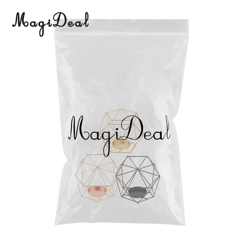 MagiDeal 2-set Geometric Polished Tealight Candle Holder Table Top Centerpiece Weddings Events Parties Decor