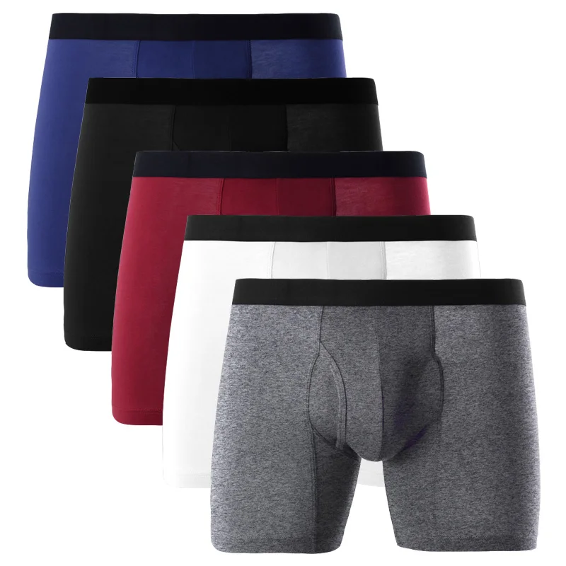 Muži kalhotky pánské dlouhé noha německý boxer bavlna muž spodky slipy německý boxer prodyšné šortky evropský rozměr M L XL 2XL 5pcs/lot