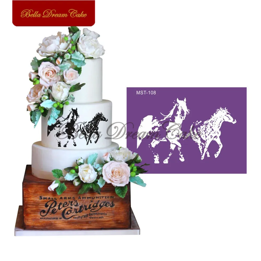Buy Two Horses Cake Stencil Fondant Cake Mold