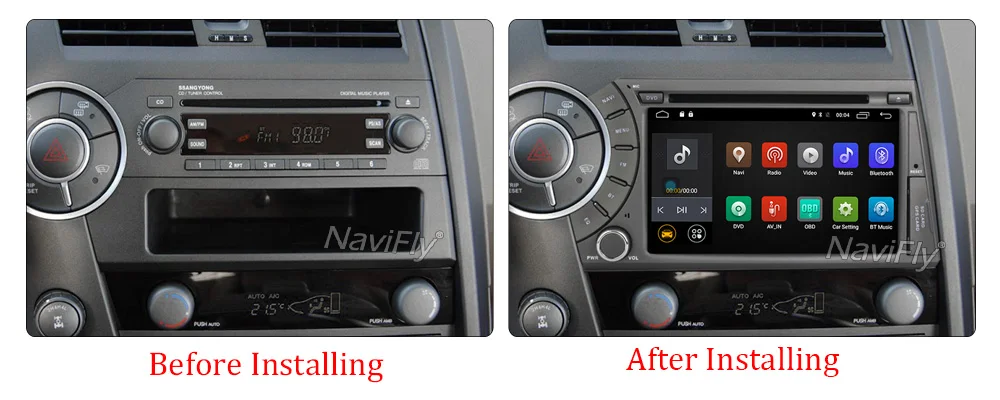Clearance NaviFly 4G LTE Android 7.1 quad core car radio gps for Ssang Yong SsangYong Kyron Actyon 2005-2013 car stereo head unit 9