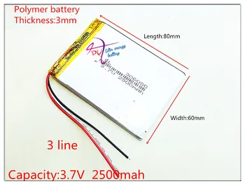 

3 line Polymer lithium battery 306080 3.7V 2500MAH 306082 love landing PDA smart tablet computer polymer