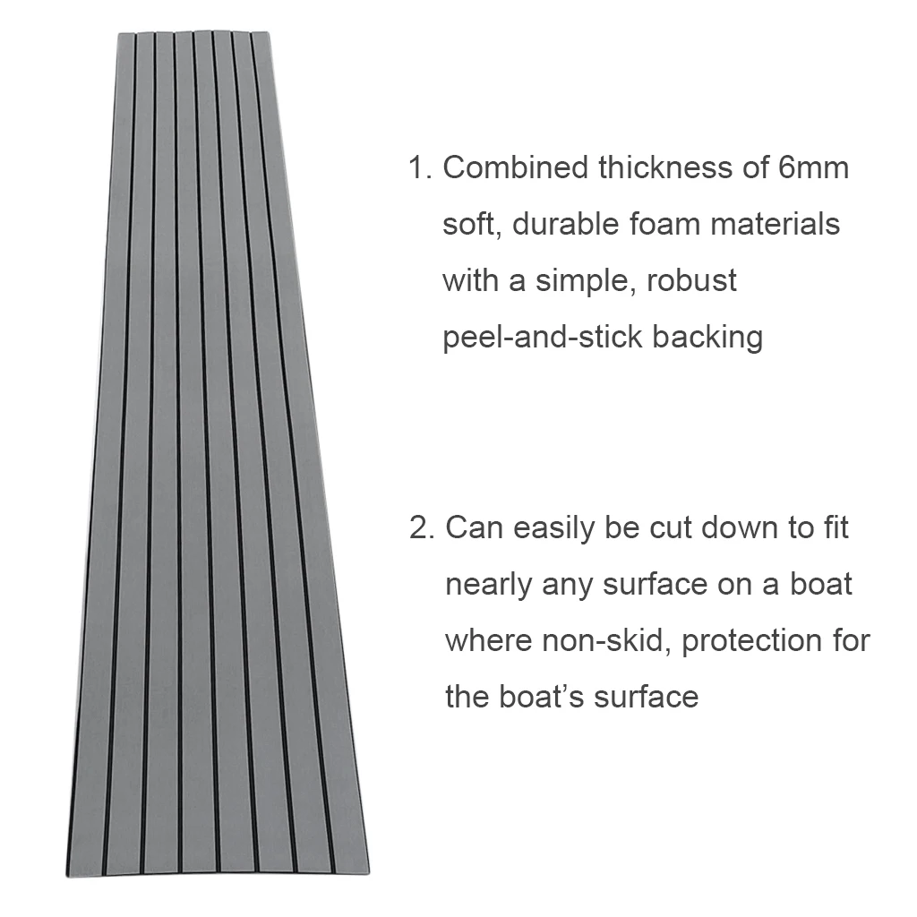 Self Adhesive EVA Boat Yacht Marine Flooring Faux Imitation Teak Decking Sheet Pad 450x2400x6mm Foam Floor Mat Light / Dark Gray