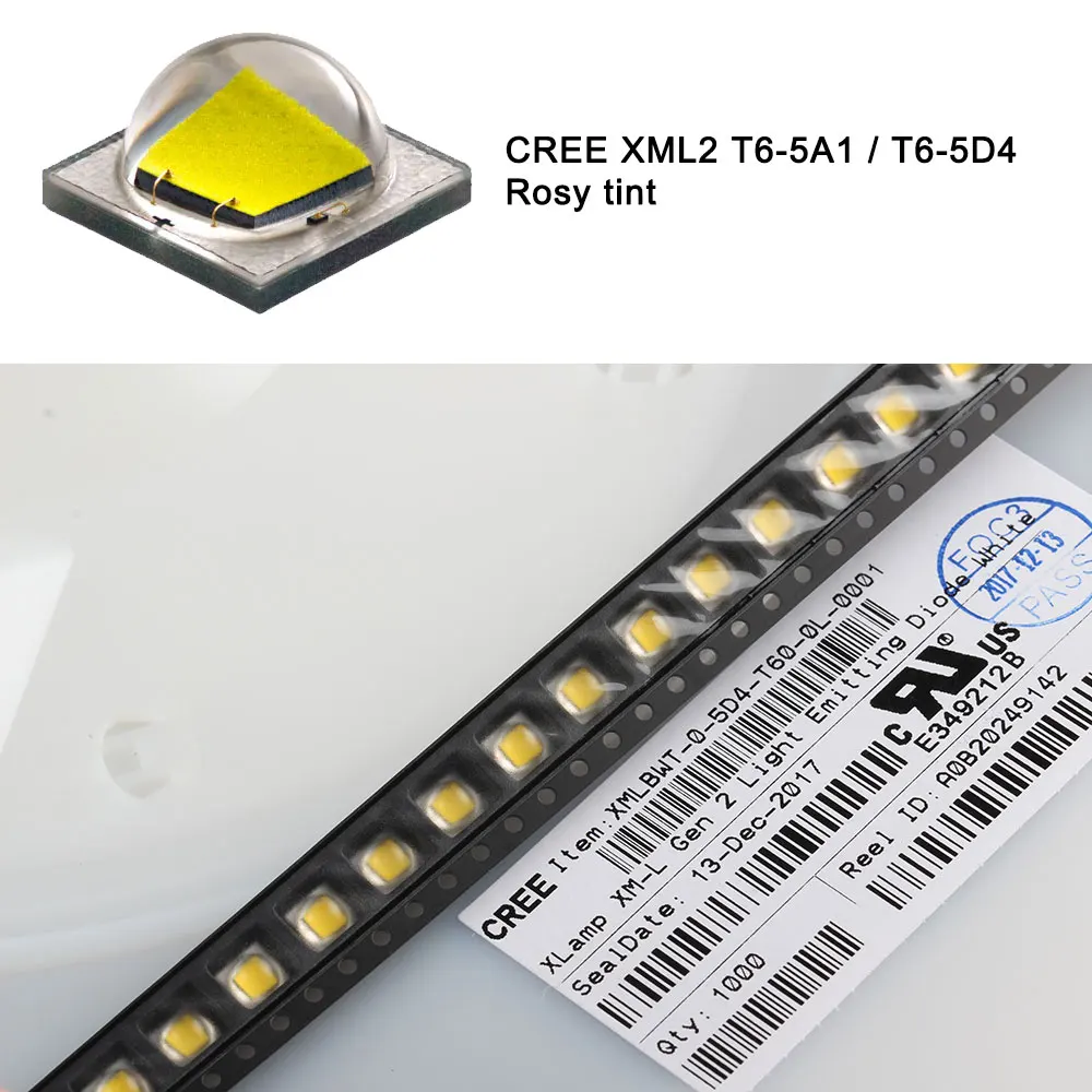 

CREE XML2 T6-5A1 / T6-5D4 rosy tint with copper DTP plate