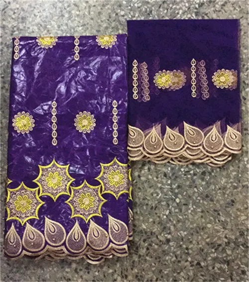 Африканский Базен riche getzner фиолетовая кружевная ткань с бисером Новинка нигерийское кружево ткань Базен riche Fabric 5+ 2 ярдов/партия