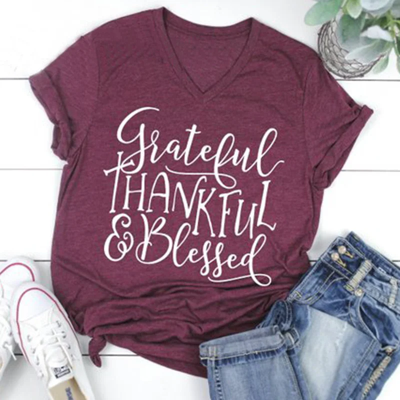 

Blessed Tee Mama Bear Top Womens Fashion Female Tshirt Graphic Tees Women Thankful T-shirts Plus Size Shirt