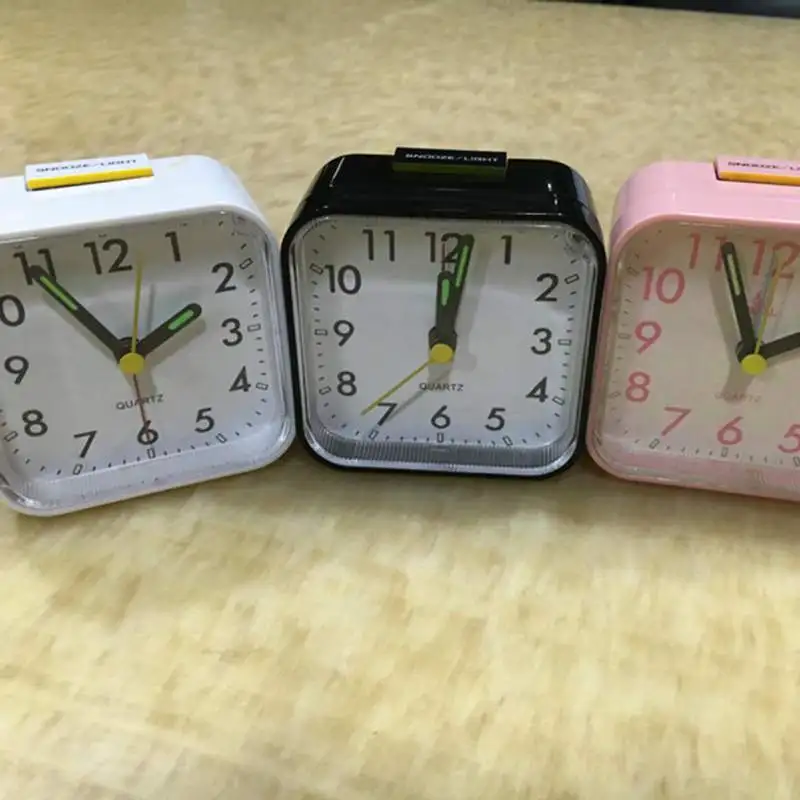 Alarm Clock Square Small Bedside Travel Mute Alarm Clock Cute Portable Cute creative fashion student small clock Battery Operate
