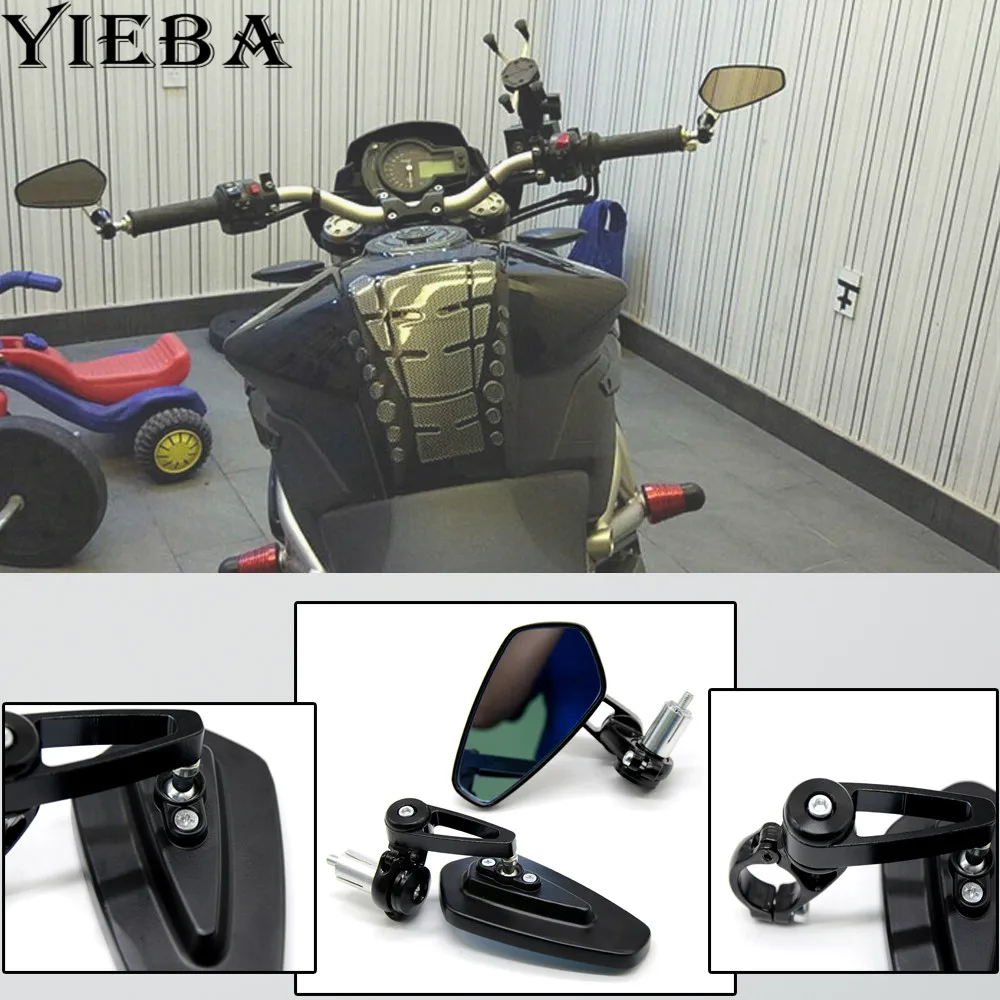 

7/8"22mm Motorcycle bar end mirror Side Rearview Mirrors handlebar grips for HONDA MSX125 CB500 CB600 CB750 CB900 CB1000 CB1300