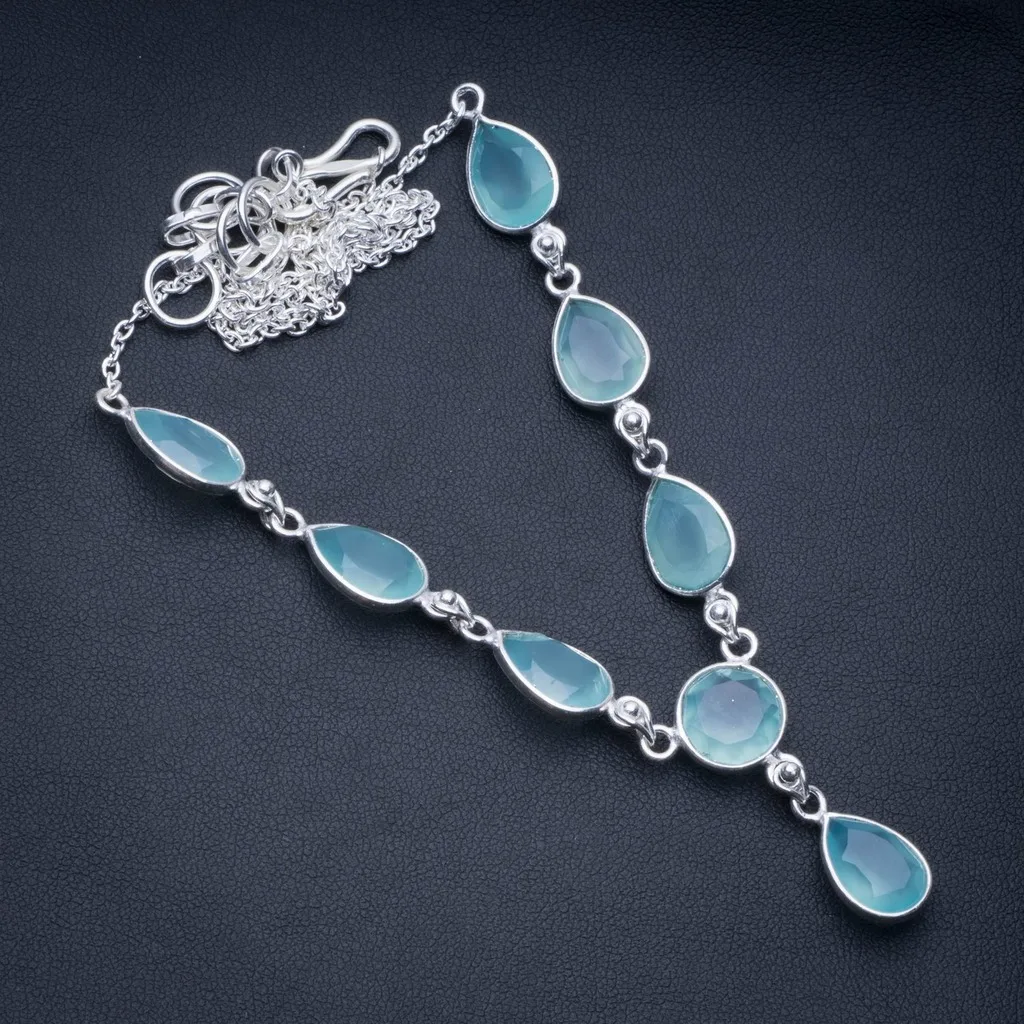 

Natural Chalcedony 925 Sterling Silver Y-Shaped Necklace 19 1/4" R2639