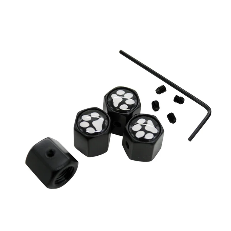 

4Pcs/Set Dog Paw Logo Anti-theft Valve Caps Black Wheel Tire Stem Air Caps Auto Styling For AUDI Benz BMW Ford Mazda Chevrolet