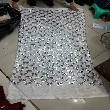

2018 Hot Sale french lace 5yards/lot cheap african sequins lace fabric silver high quality african tulle lace fabric 189-1