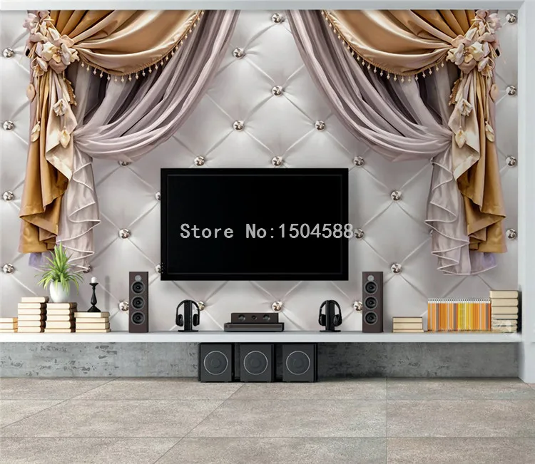 Европейский стиль шторы мягкий рулон Фото Фреска обои Гостиная ТВ диван спальня фон Настенный декор Papel де Parede 3D Sala